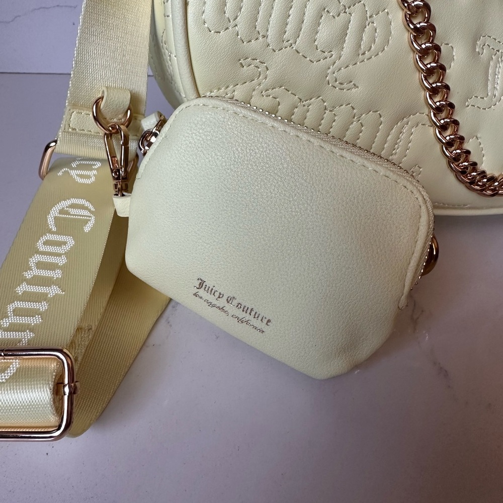 Juicy Couture Pale Yellow Quilted Shoulder Bag with Gold Chain - Picture 4 of 7